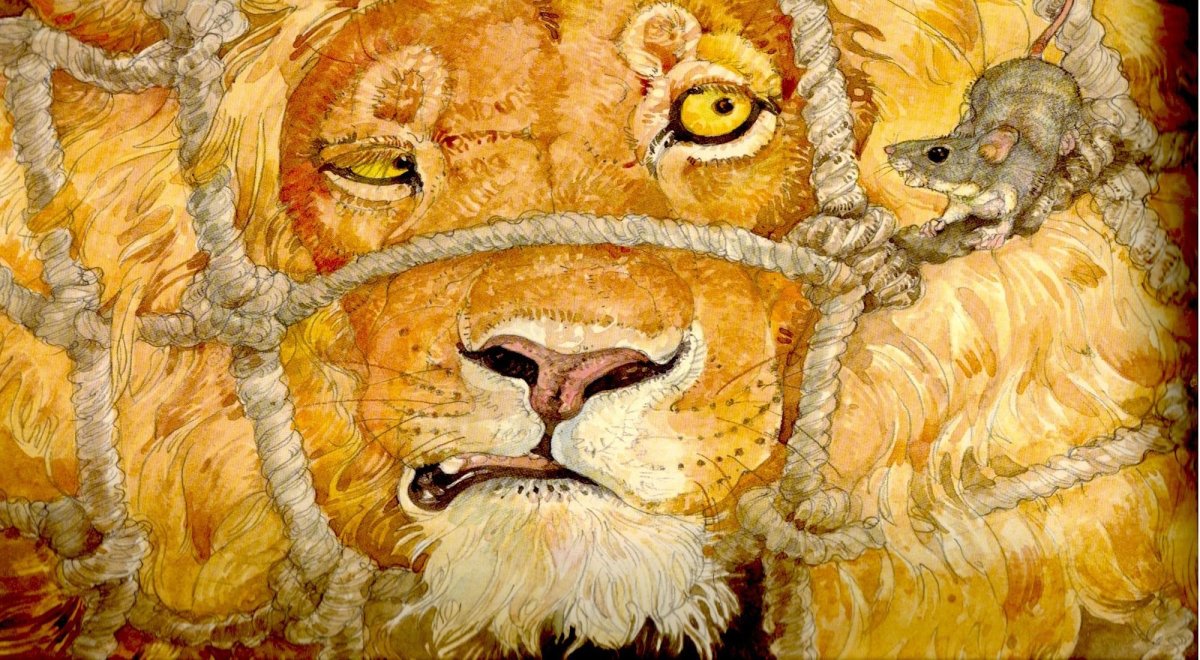 Лев и мышь иллюстрация