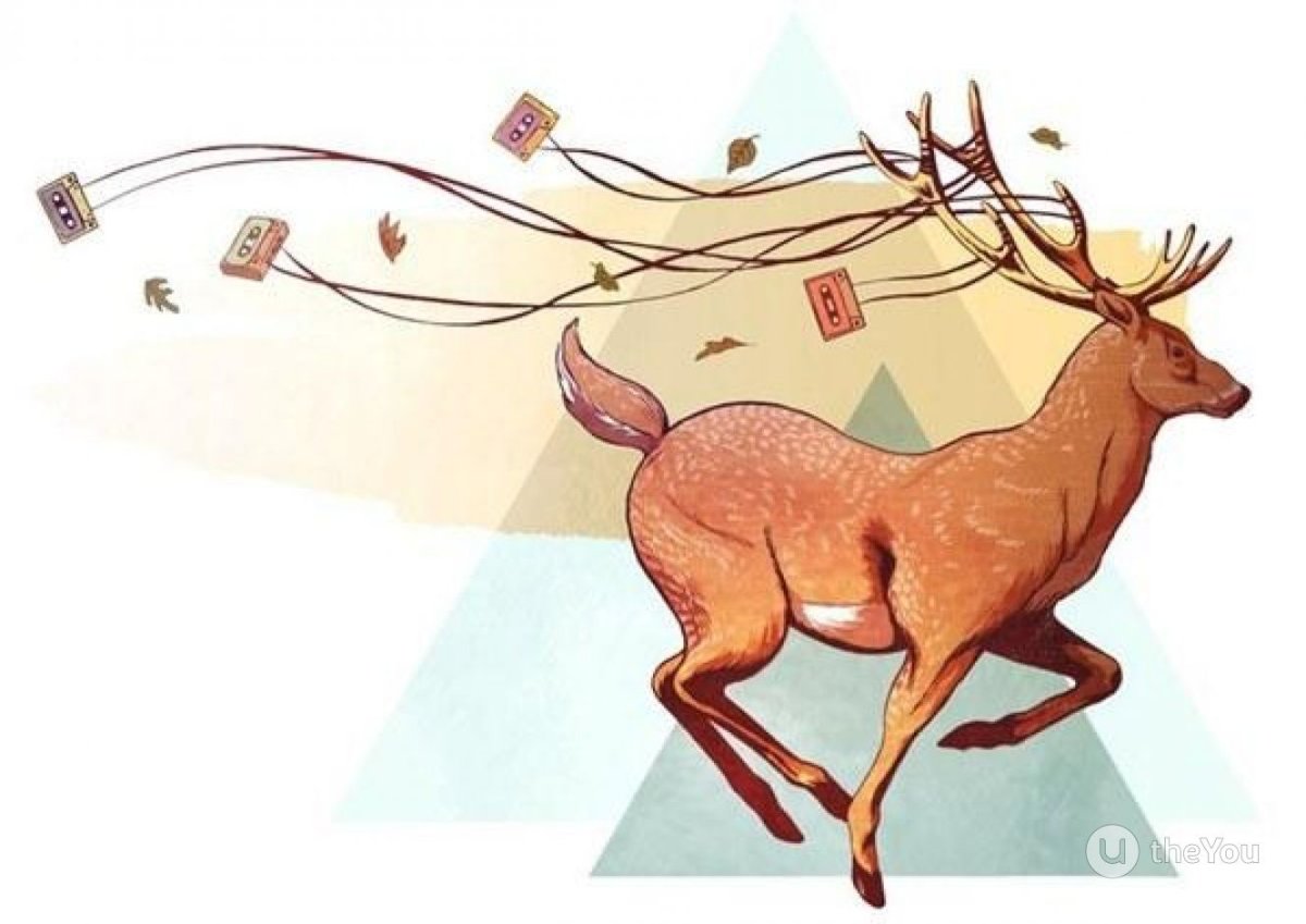 Олень арт в прыжке