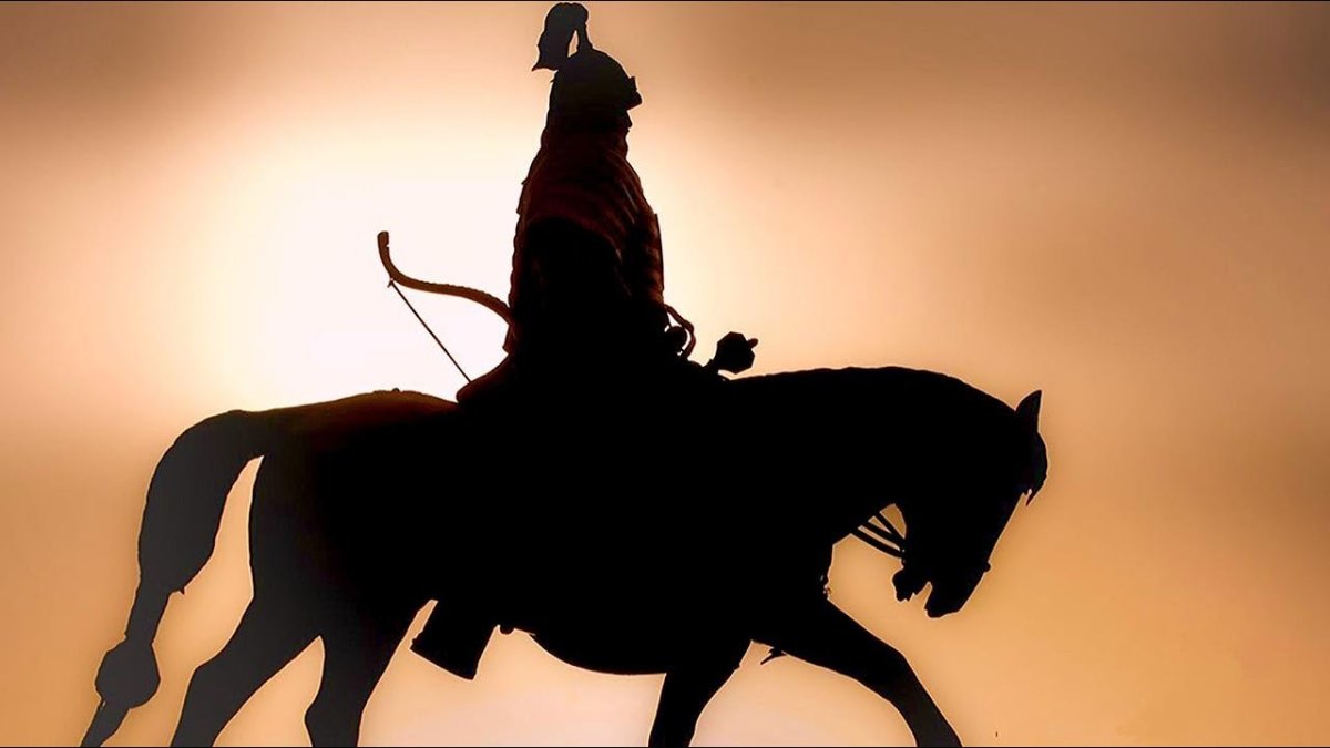 Монгольский всадник силуэт