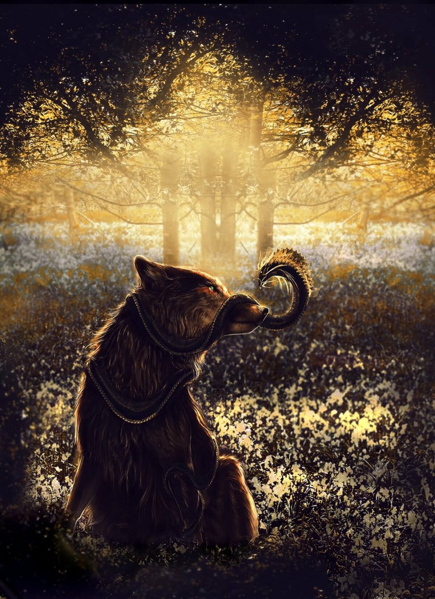 Волк и змея арт