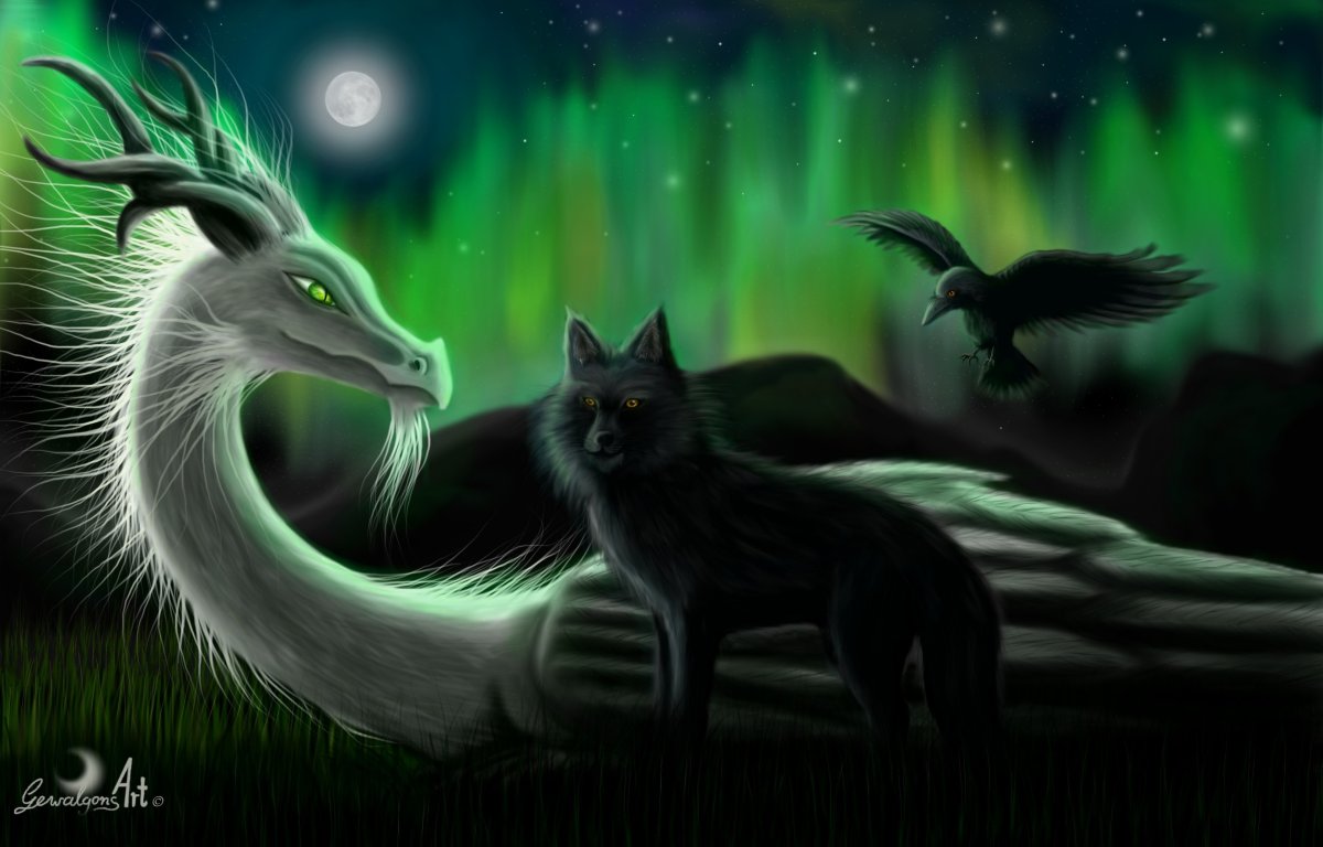 Волк и дракон арт