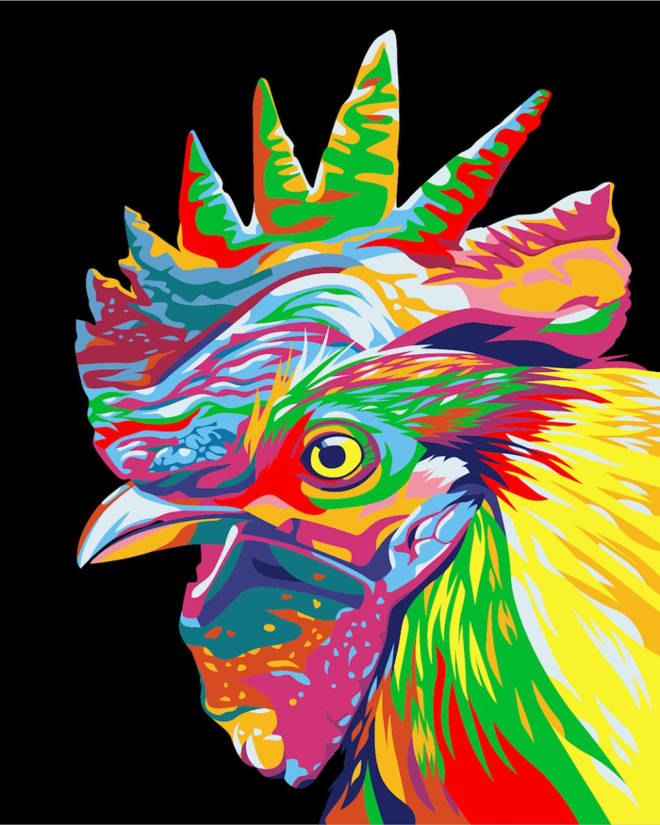 Артвентура картина по номерам "Радужный петух" 50x40 см