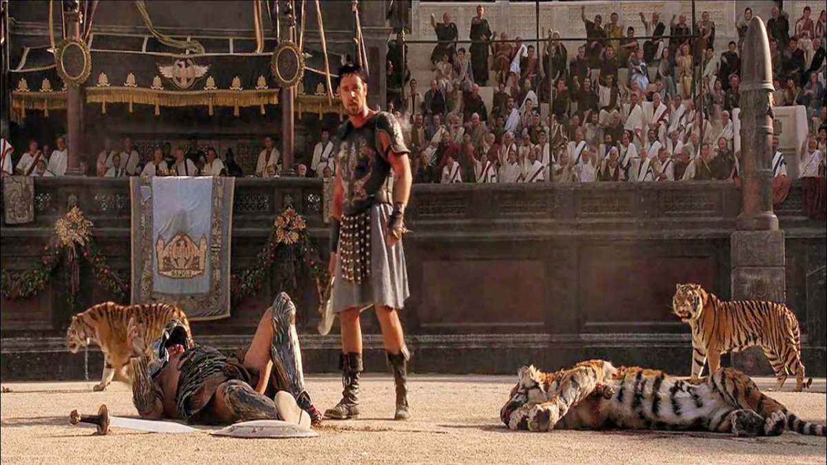 Бой гладиатора со львом