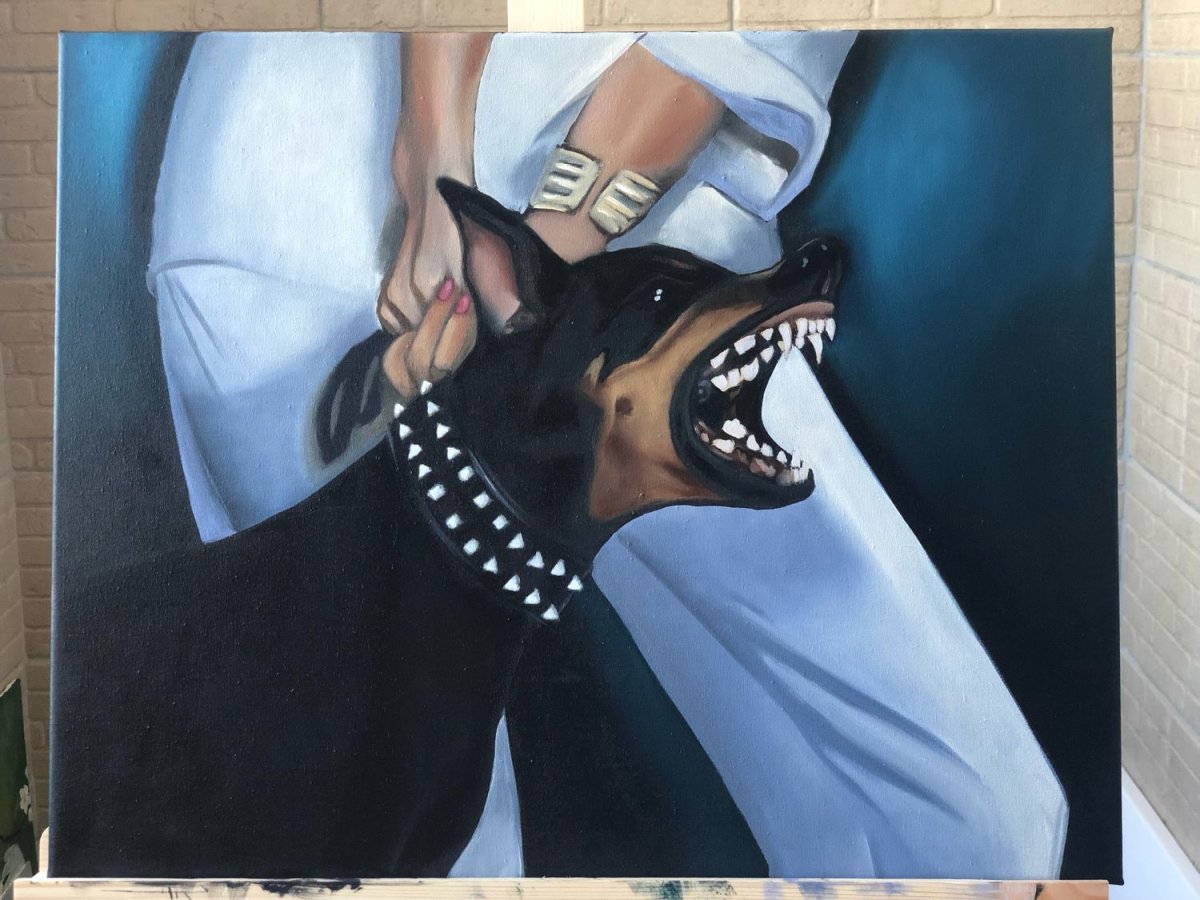 Доберман картина маслом