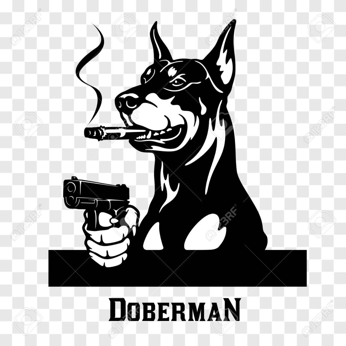 Доберман с оружием