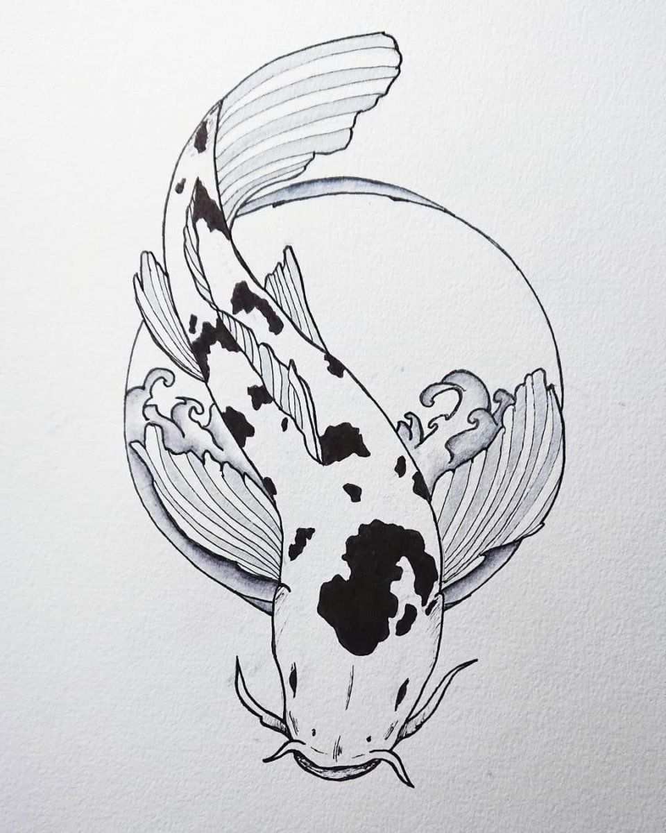 Карп кои лайнворк