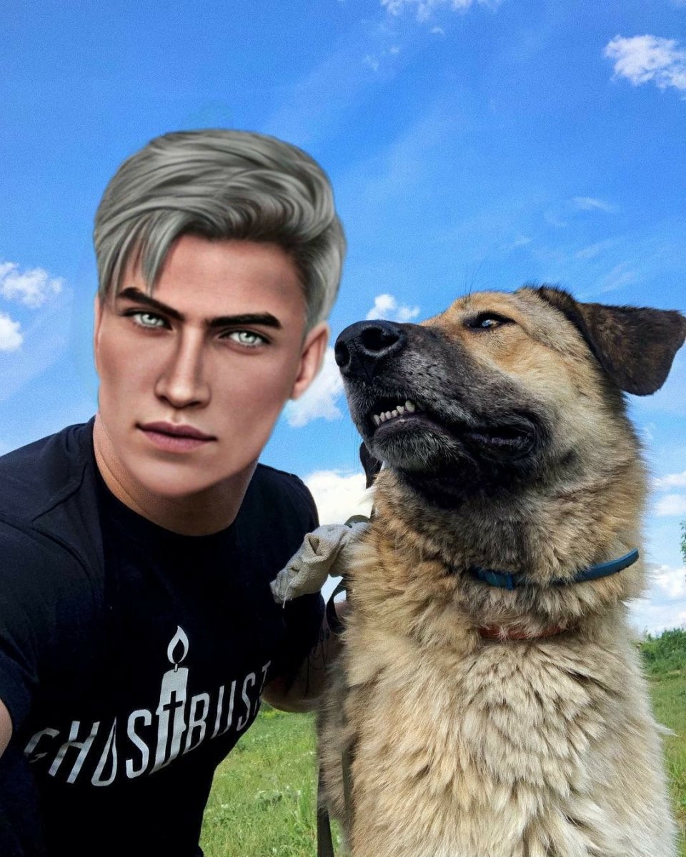 Красивый парень с собакой