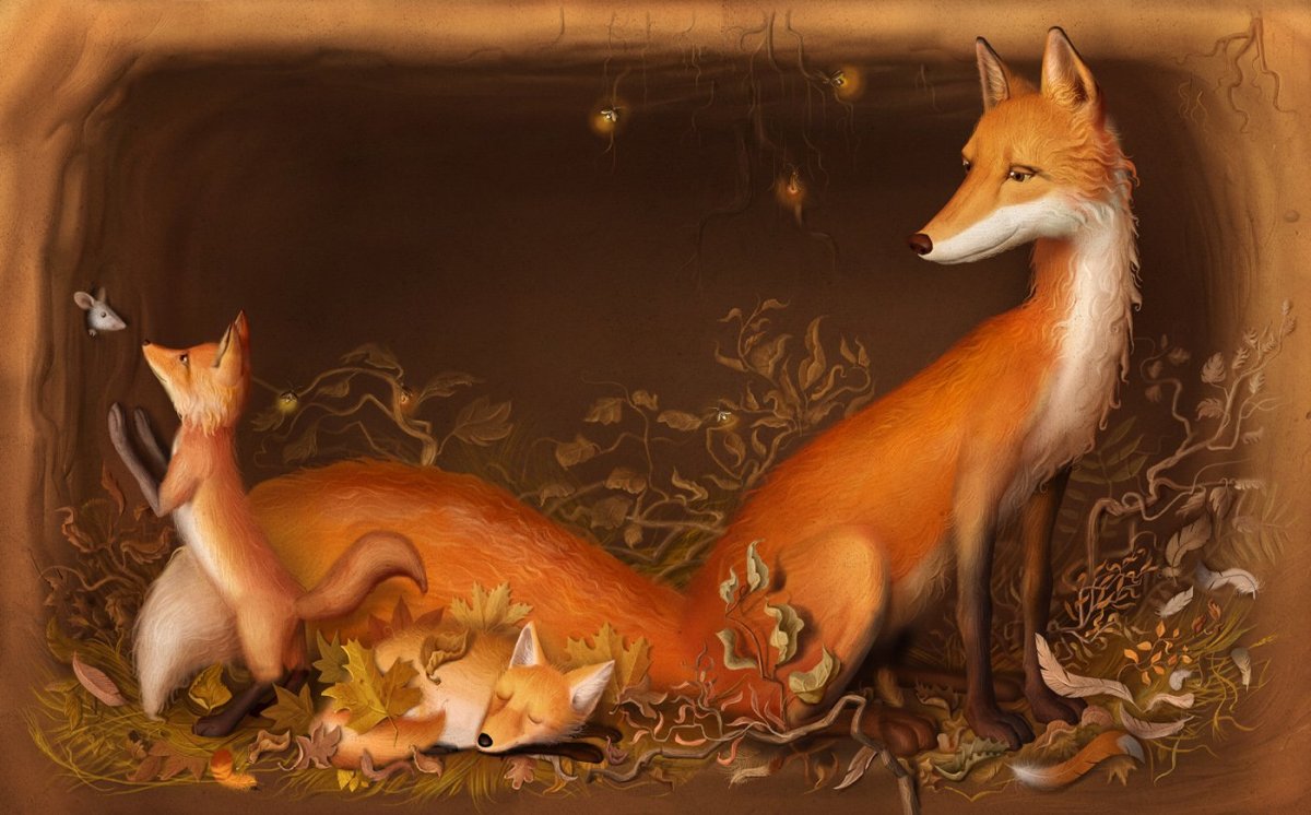 Лисенок с бабочкой