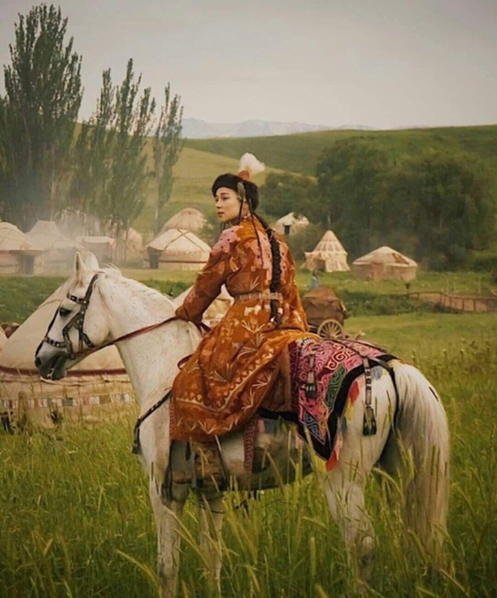 Казах на коне в степи