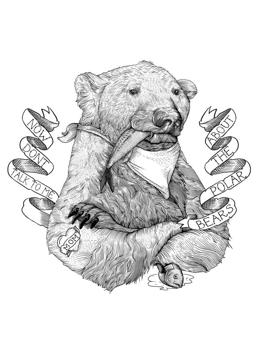 Тату медведь с балалайкой