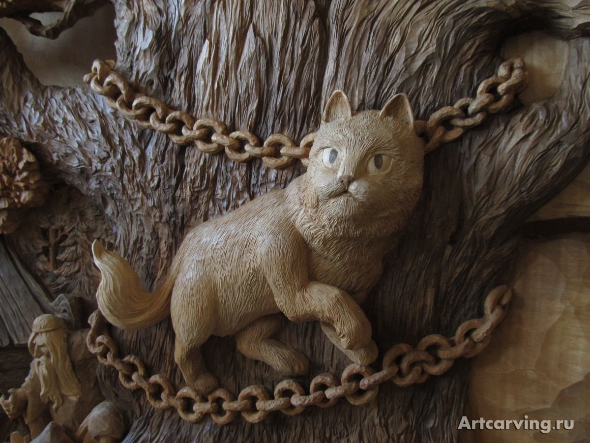 Лукоморье резное панно