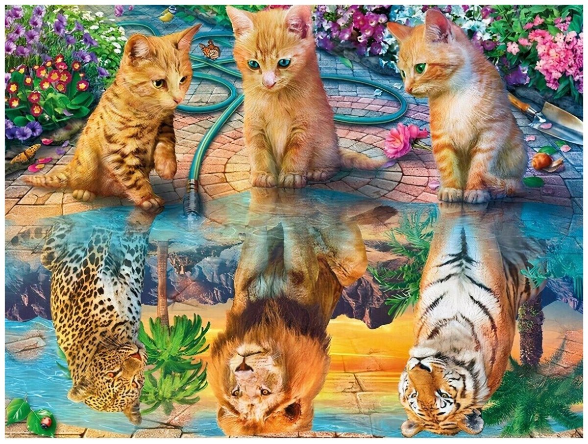 Рыжий кот пьет воду