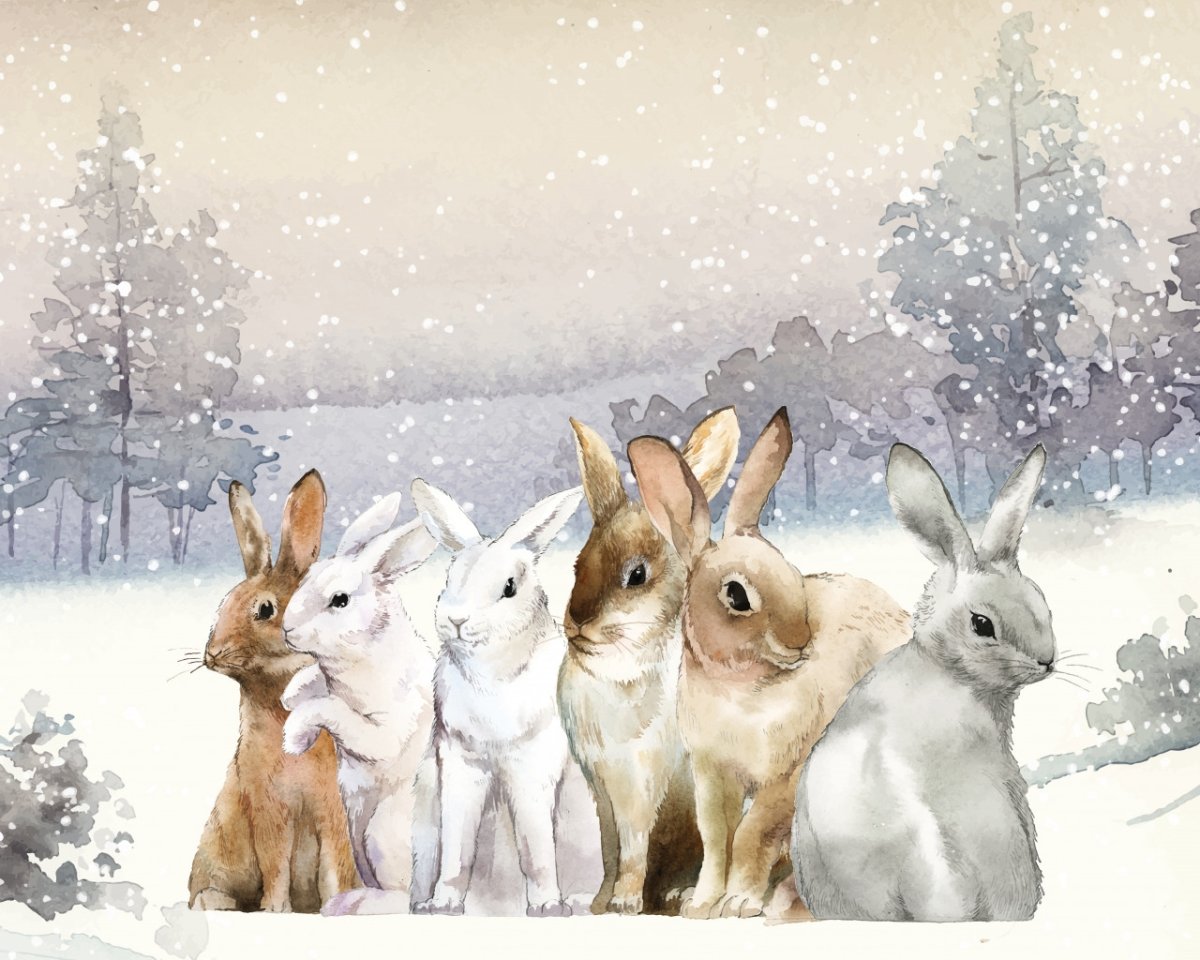 Зайчик в зимнем лесу