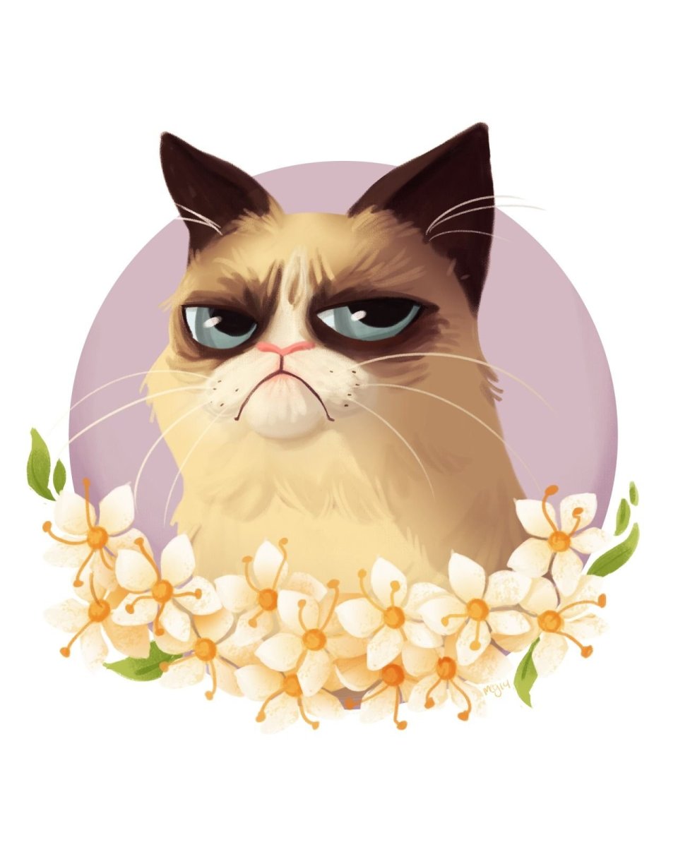 Хмурый кот арт