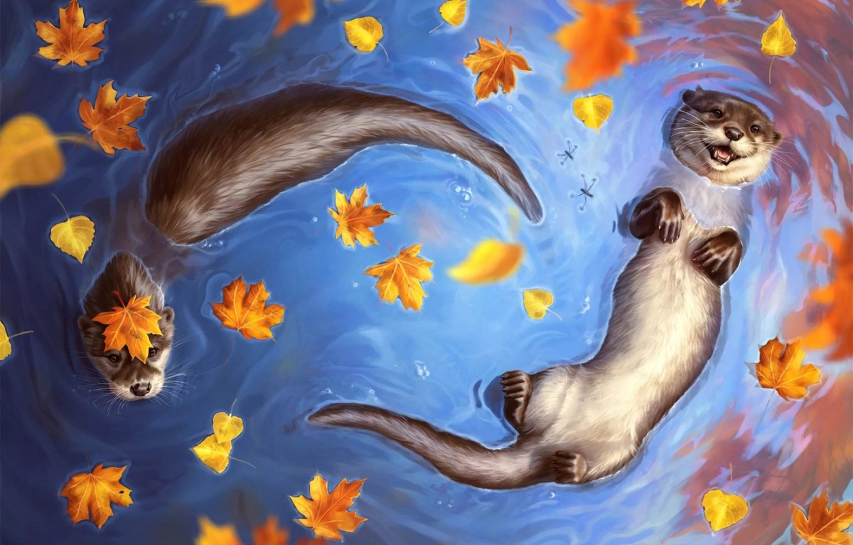 Милые выдры арт