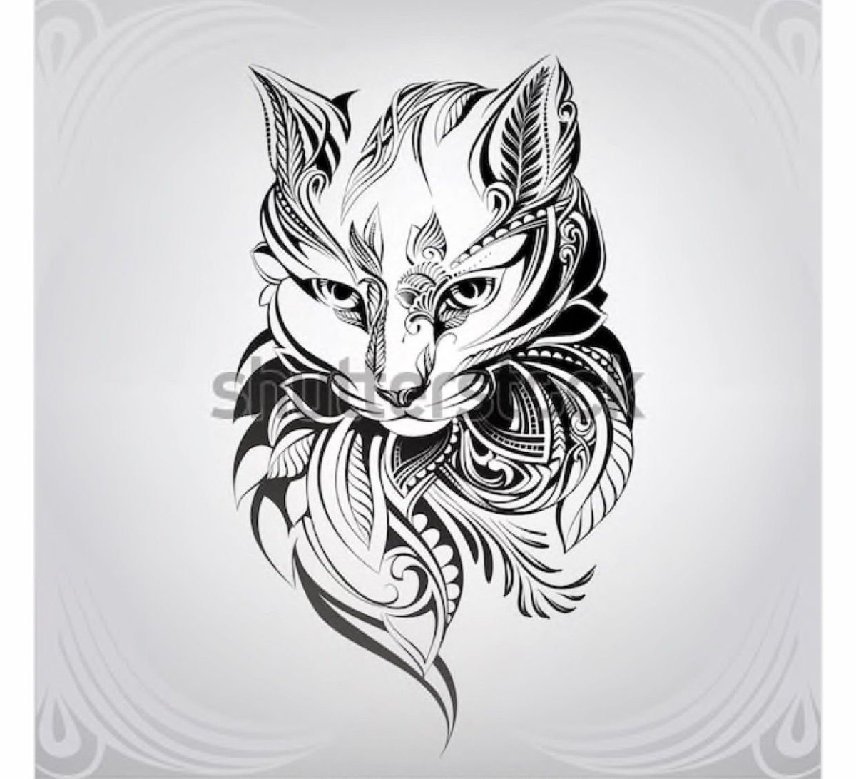 Лев тату в стиле Полинезия