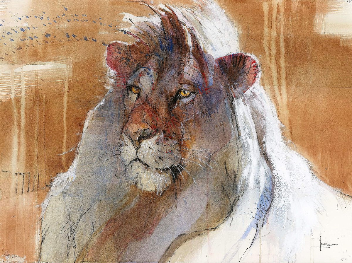 Художники анималисты пастель Лев