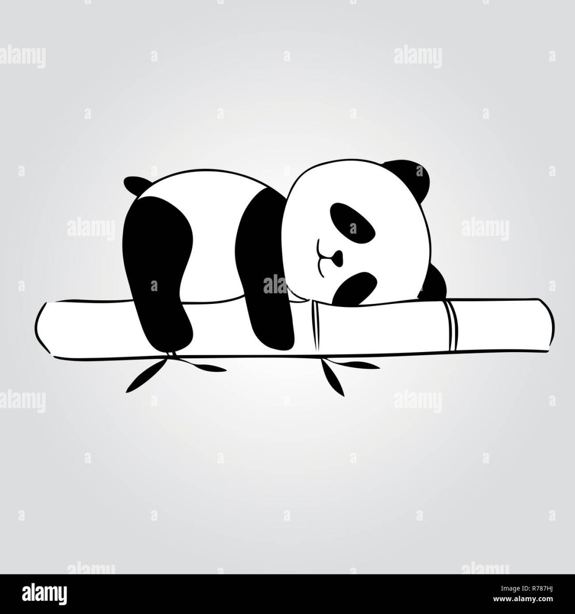 Панда спит на бамбуке