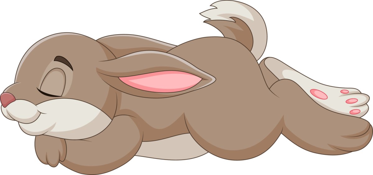 Заяц спит мультяшный