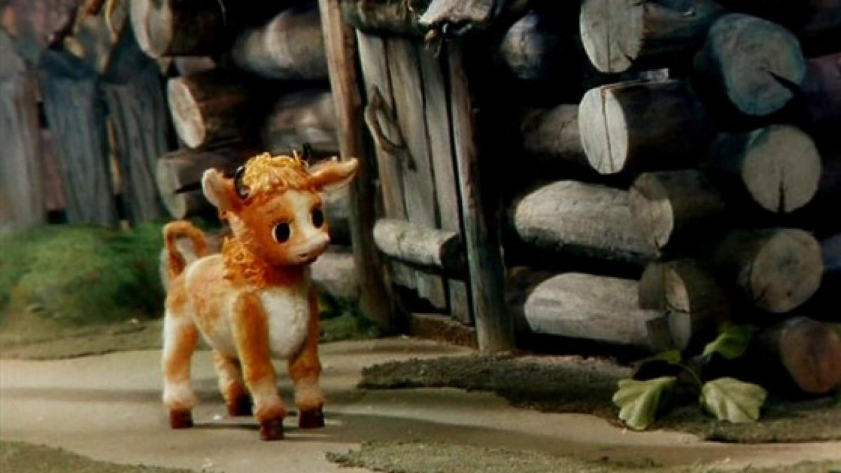 Бычок мультяшный новогодний