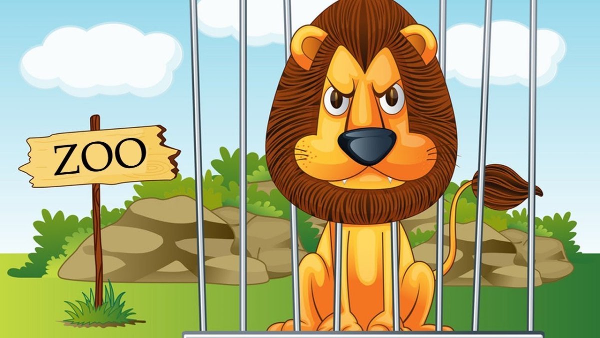 Клетка в зоопарке мультяшная