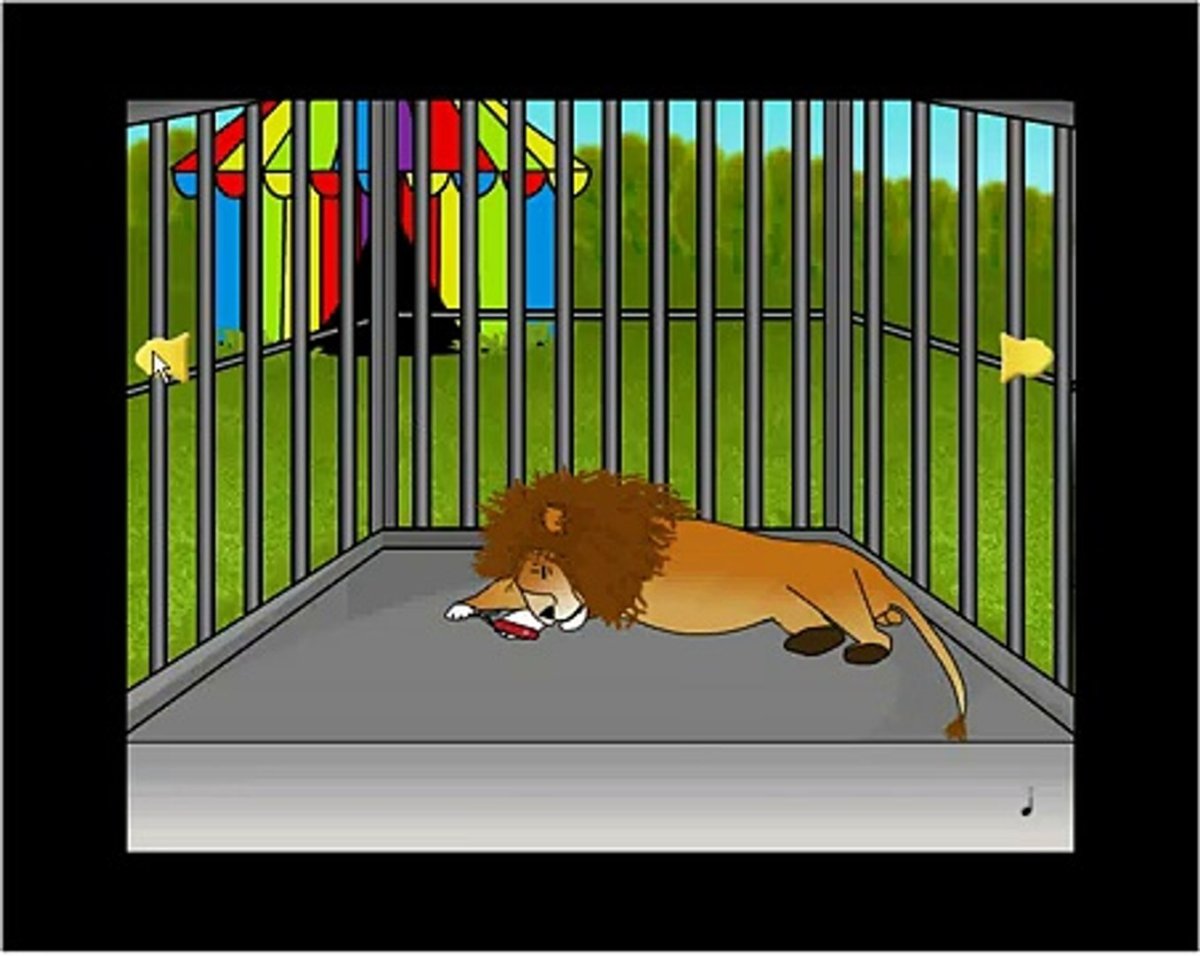 Лев в клетке рисунок