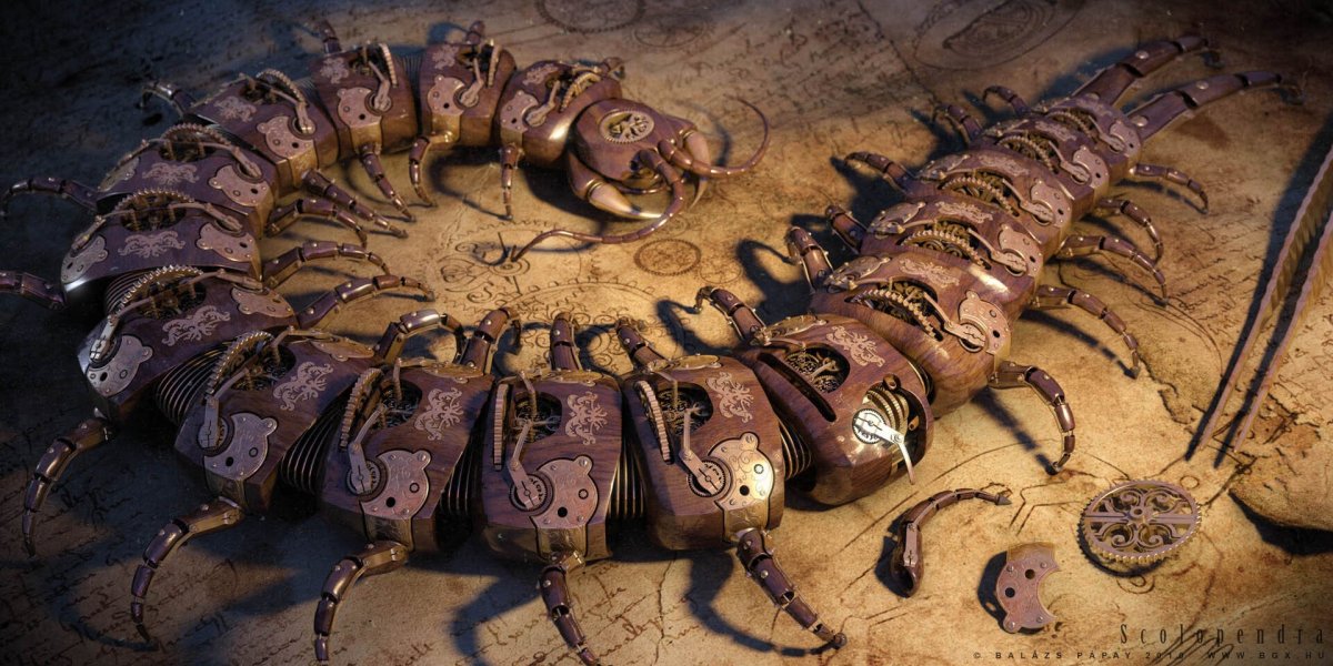 Сколопендра стимпанк арт