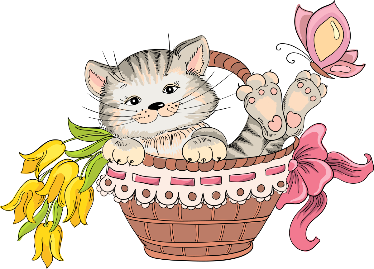 Рыжие котята в корзинке