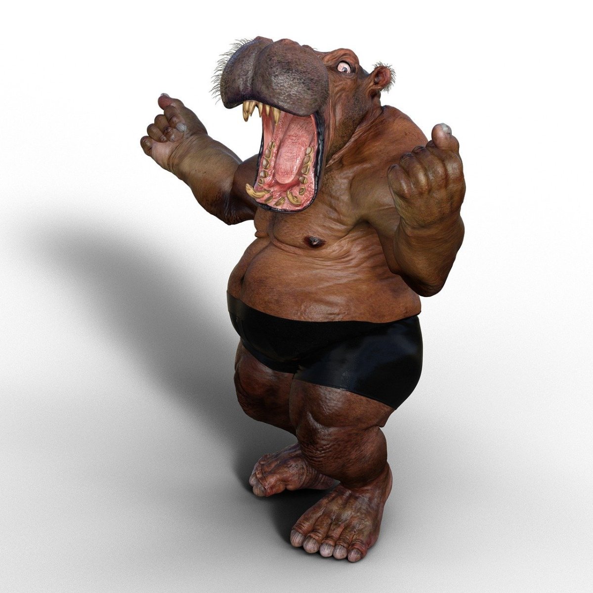 Нильский крокодил против бегемота