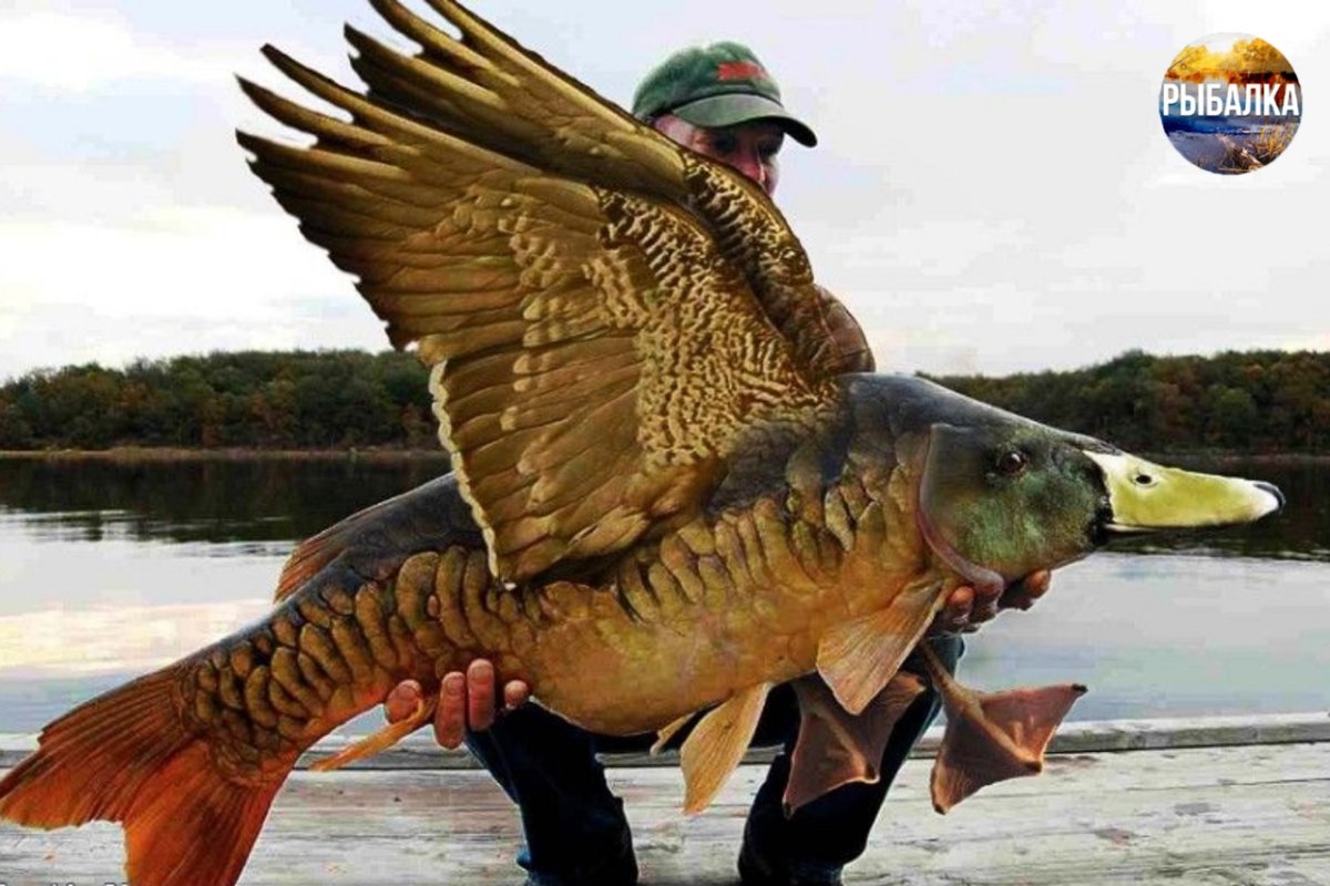 Огромная рыба в руках