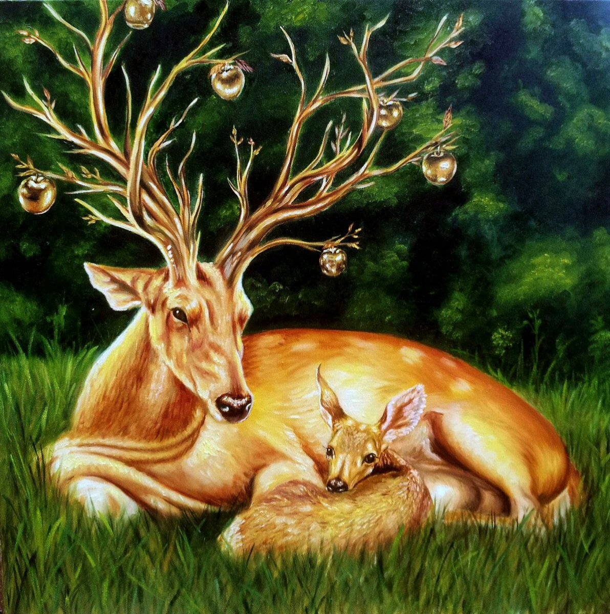 Лань живопись