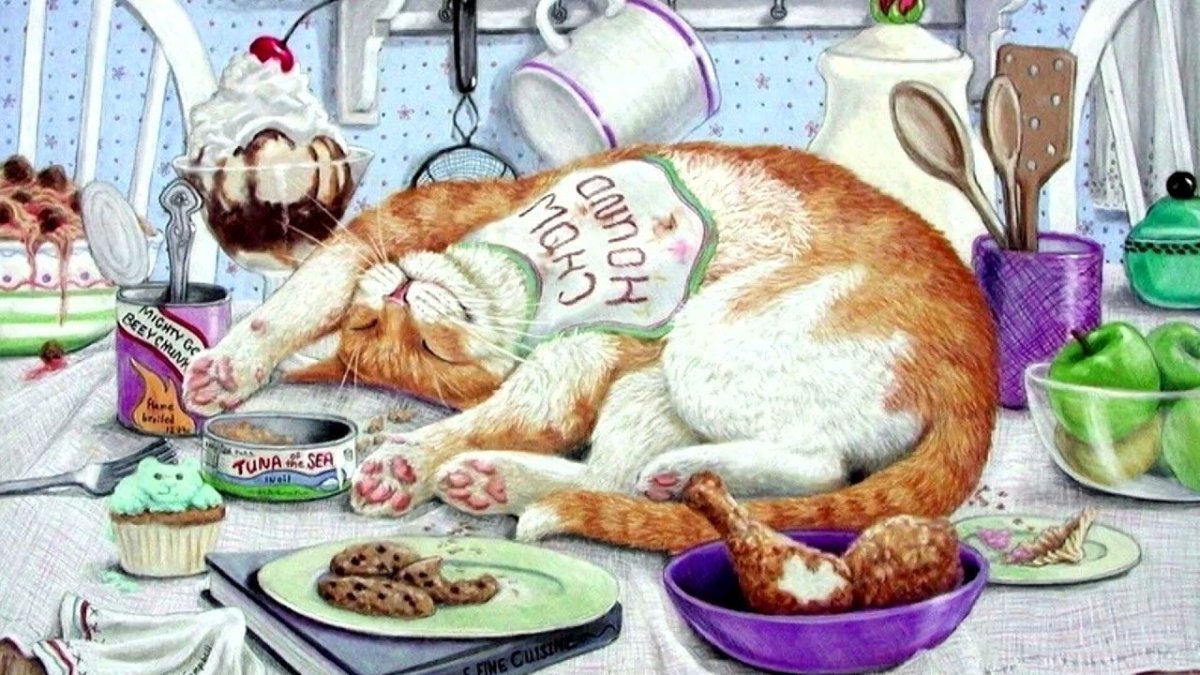 Кот скидывает вещи