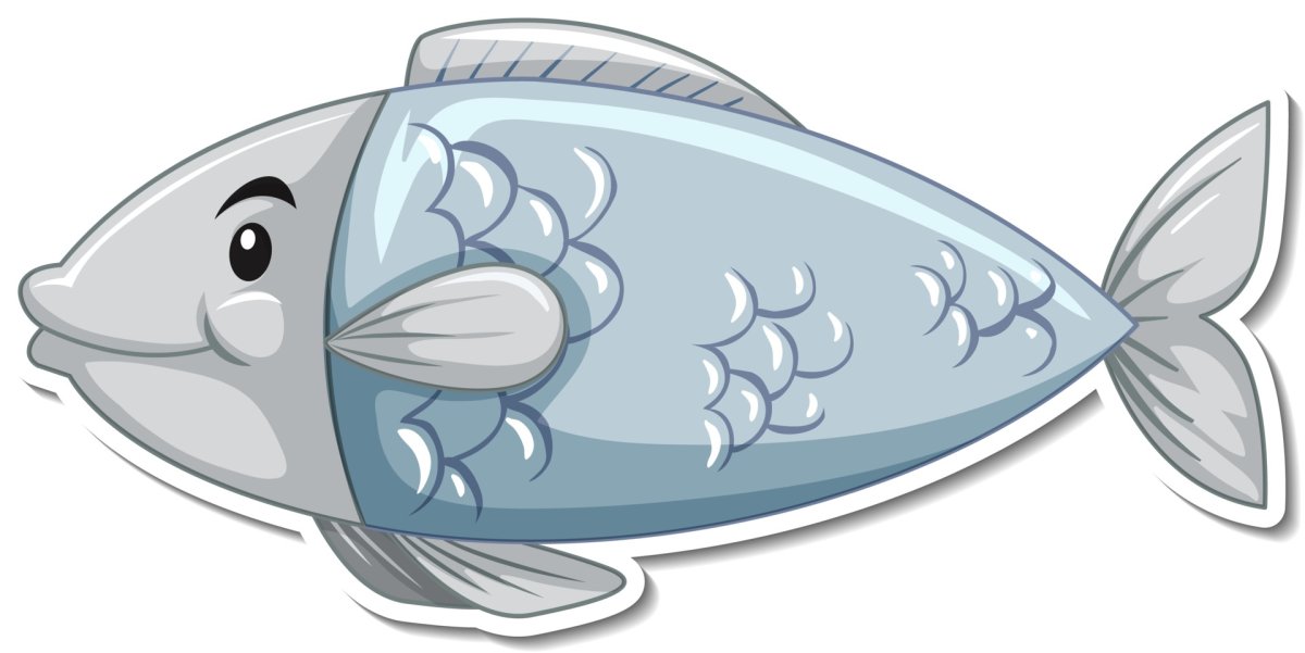 Серая рыба на белом фоне