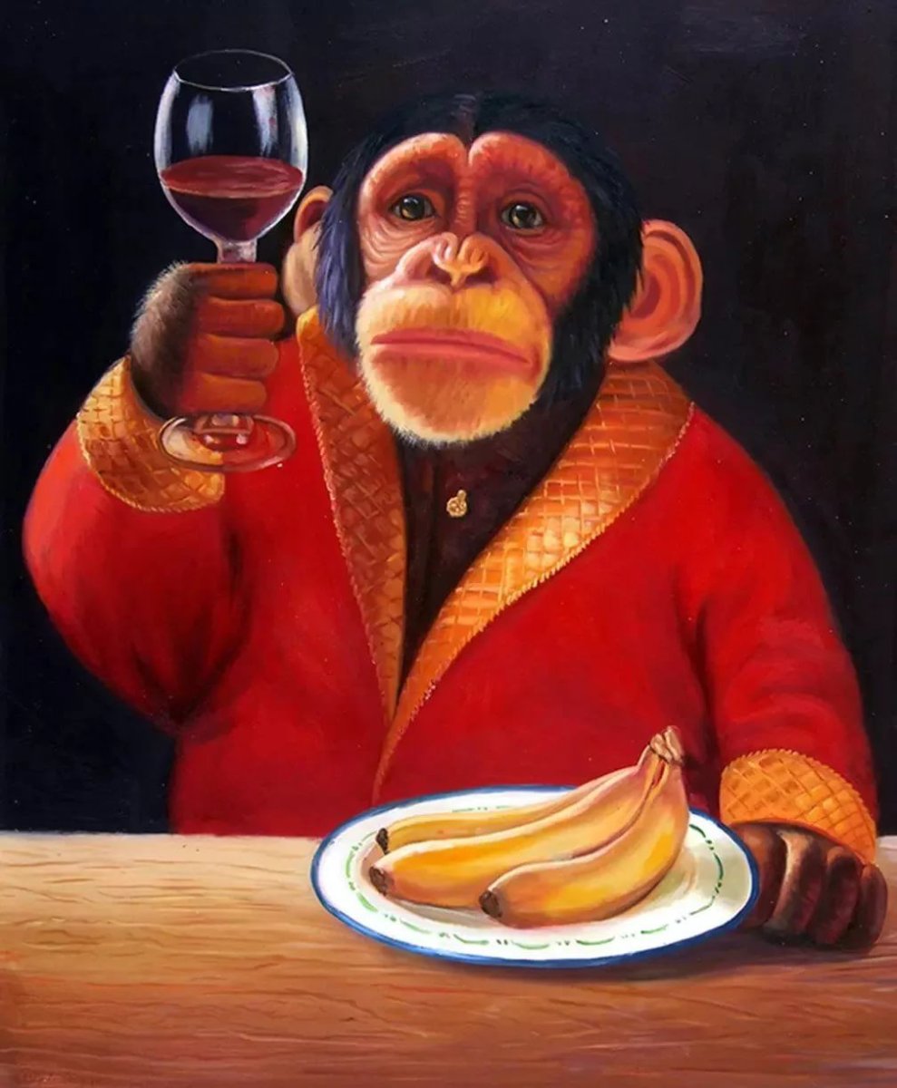 Обезьяна с бокалом