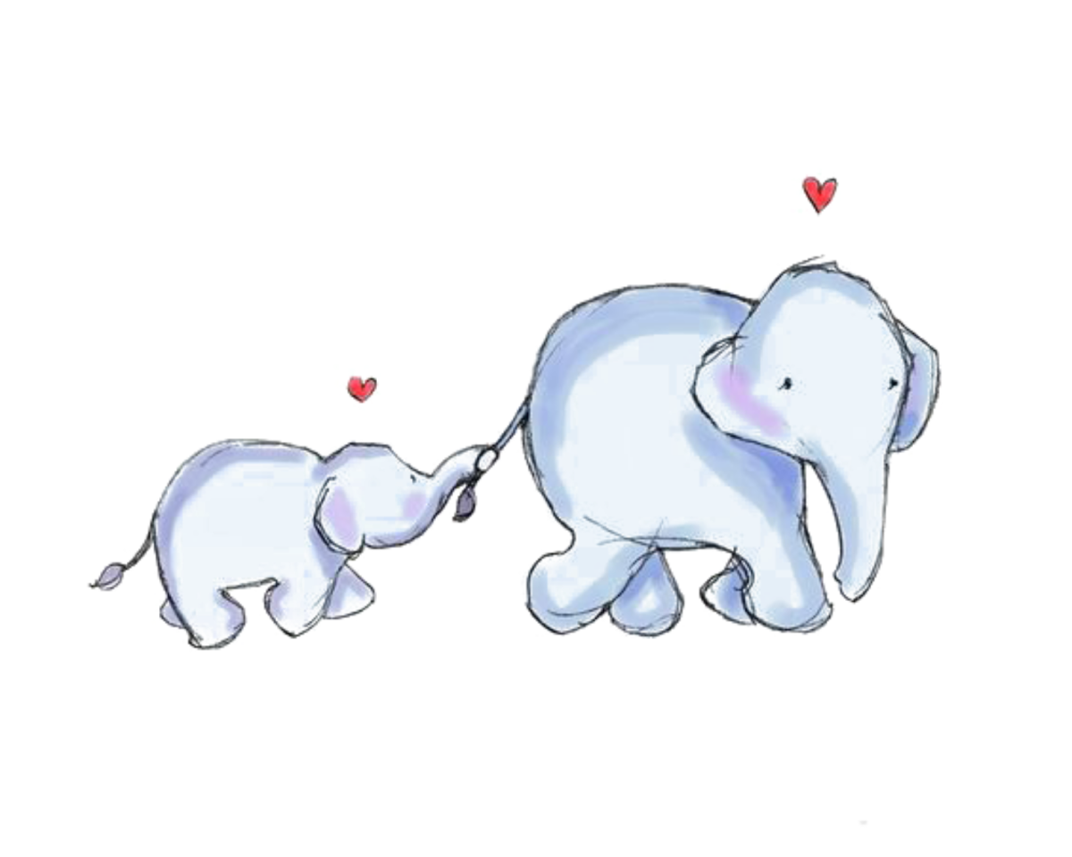 Слоник с мамой рисунок