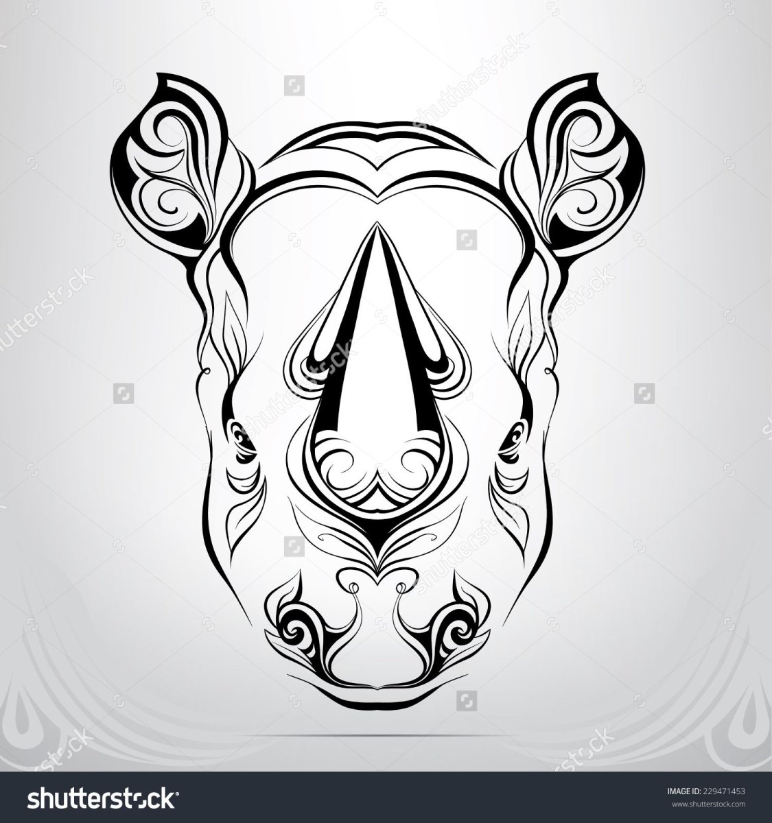 Голова носорога тату