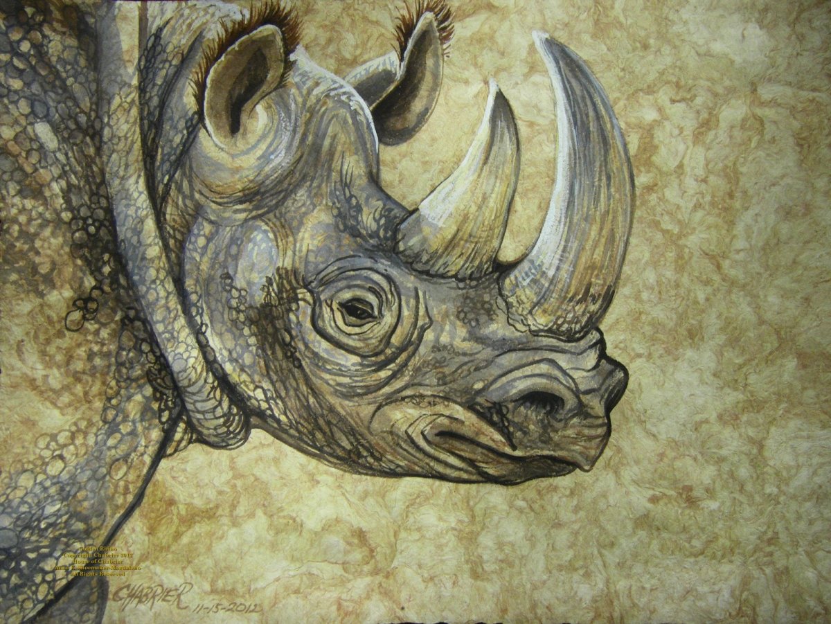 Гипсовая голова носорога