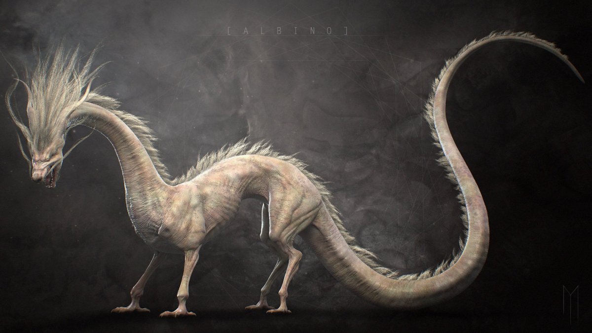 Белый длинный дракон