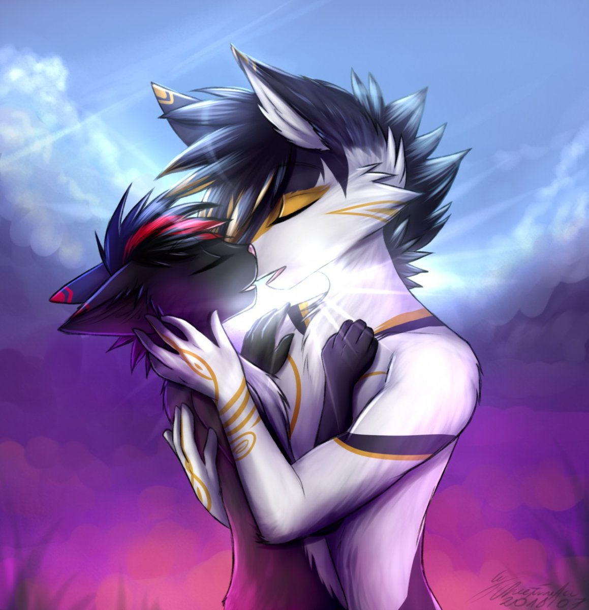 Волк и котенок арт