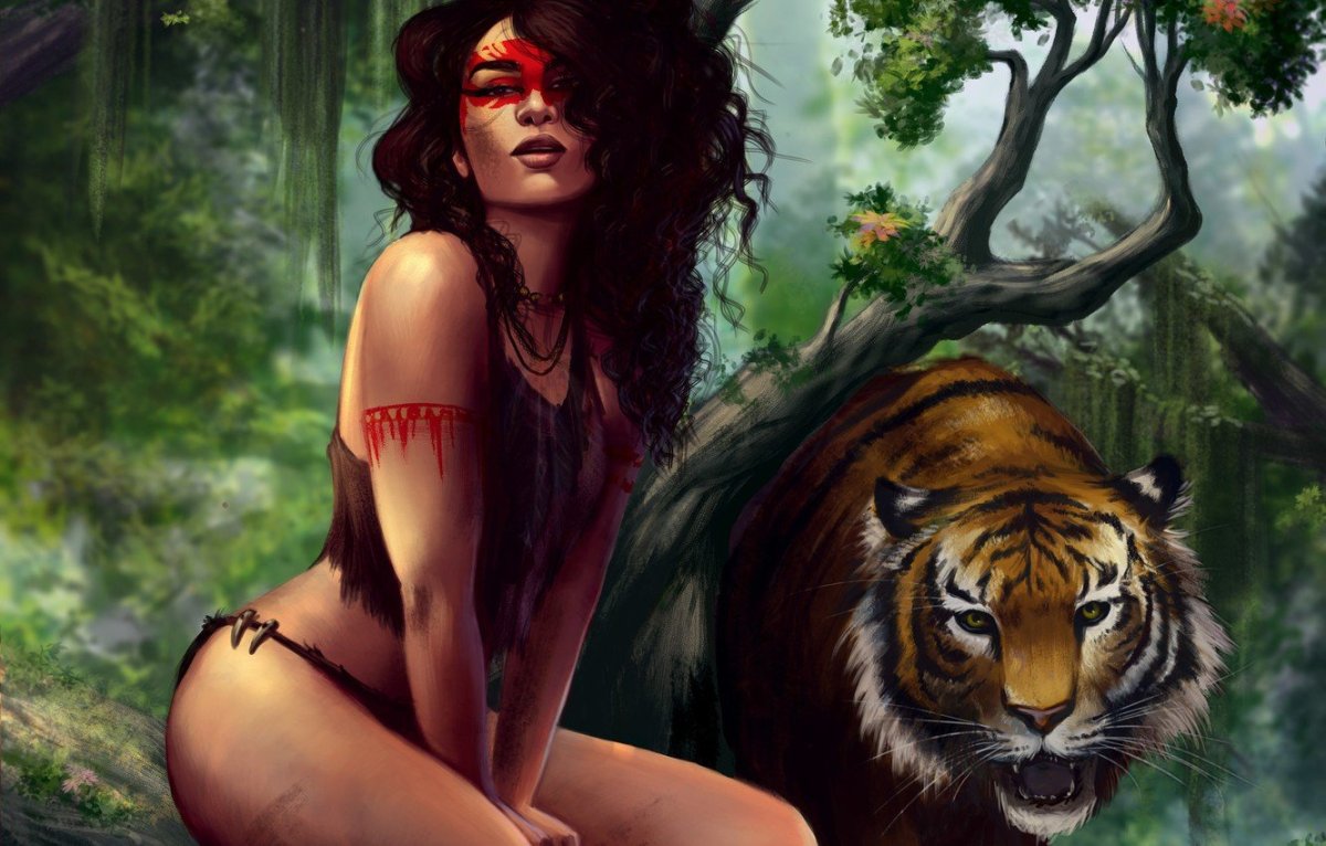 Фэнтези девушки с животными