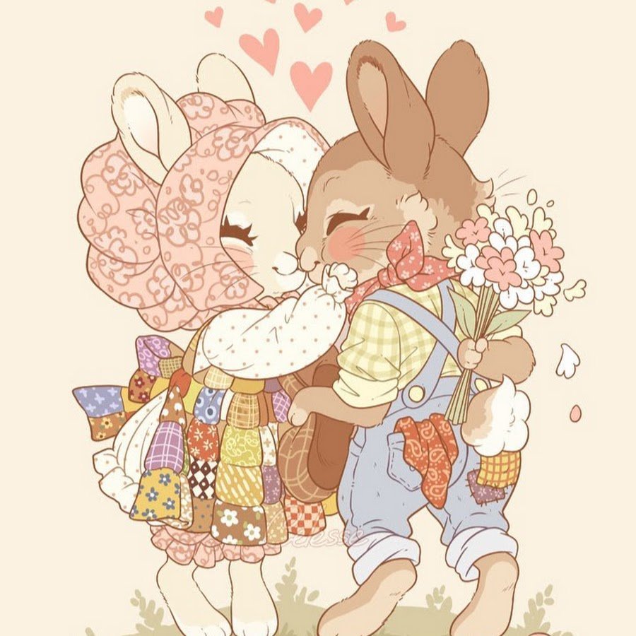 Зайчиха обнимает зайчонка