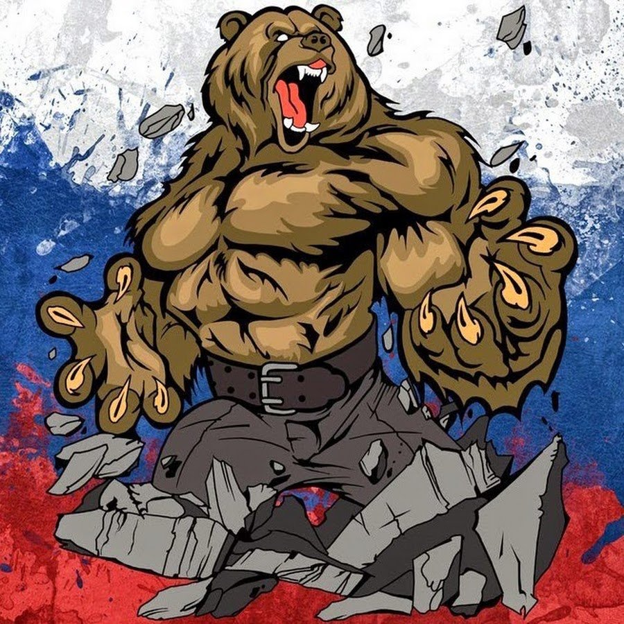 Медведь на фоне флага