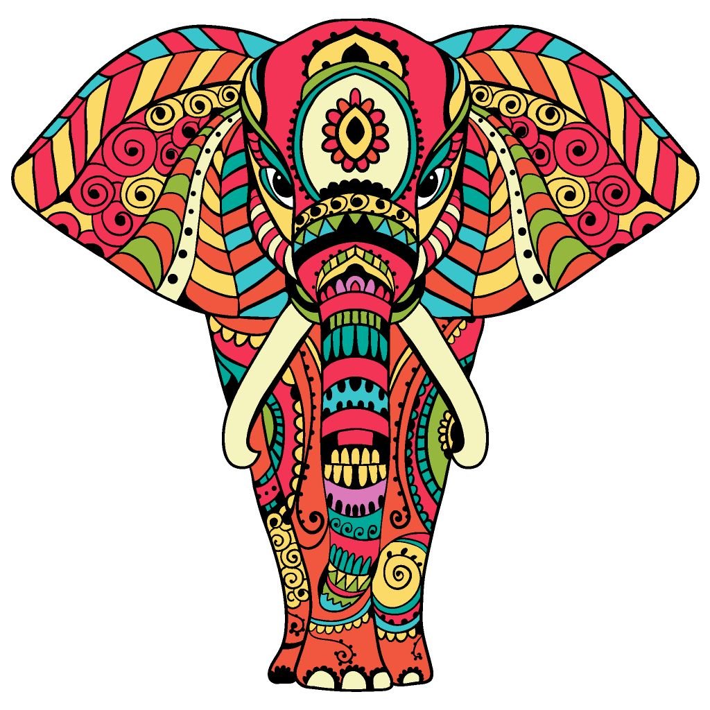 Слон Мандала цветной