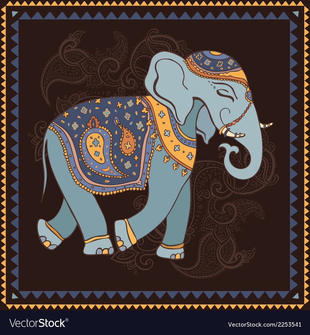 Индийский слон с накидкой