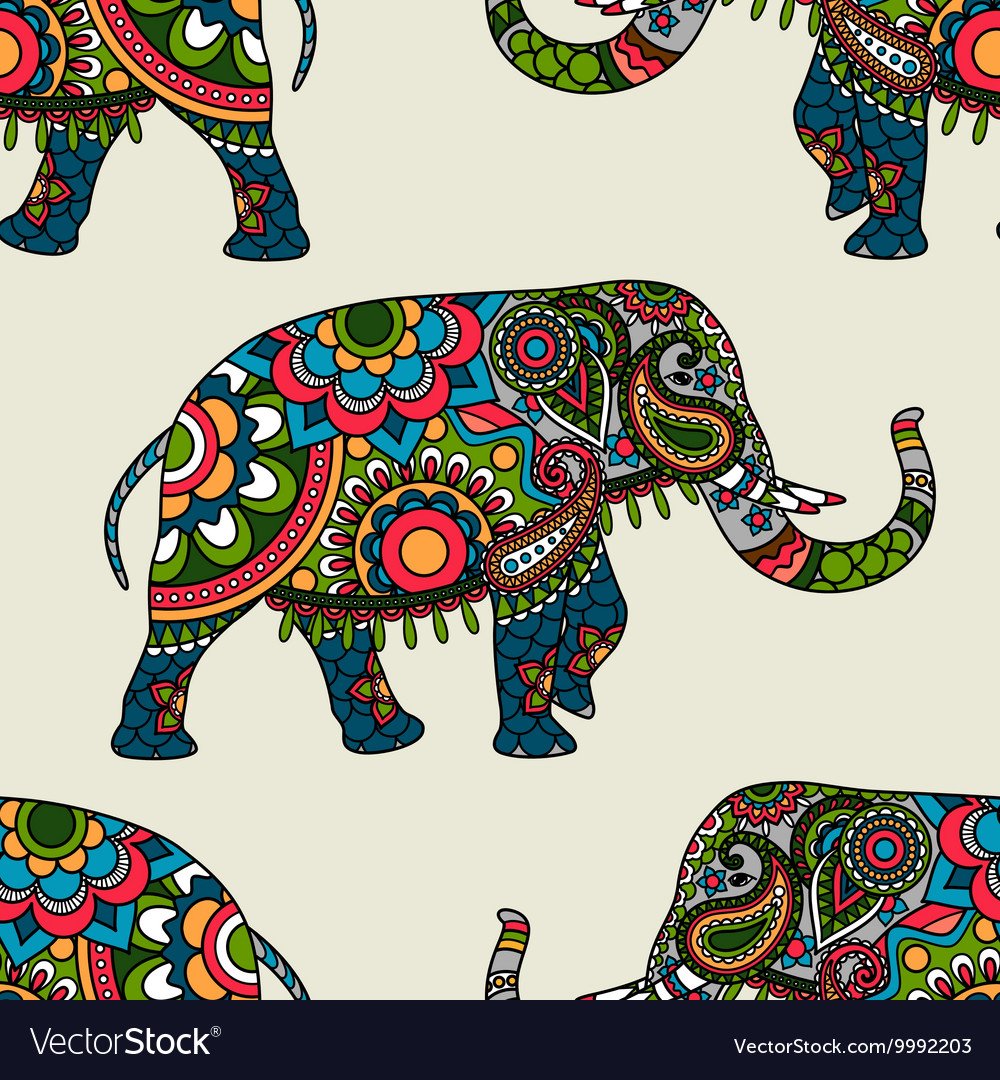 Слон с орнаментом восточного огурца