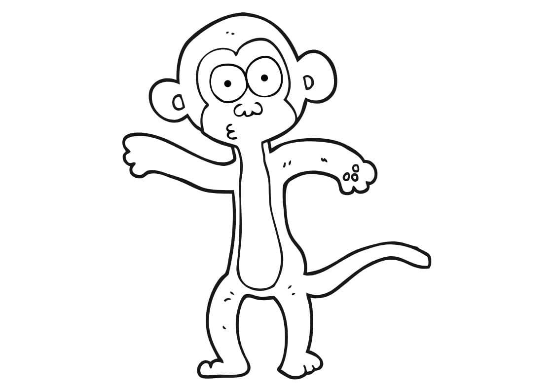 Обезьяна мультяшный вектор чб
