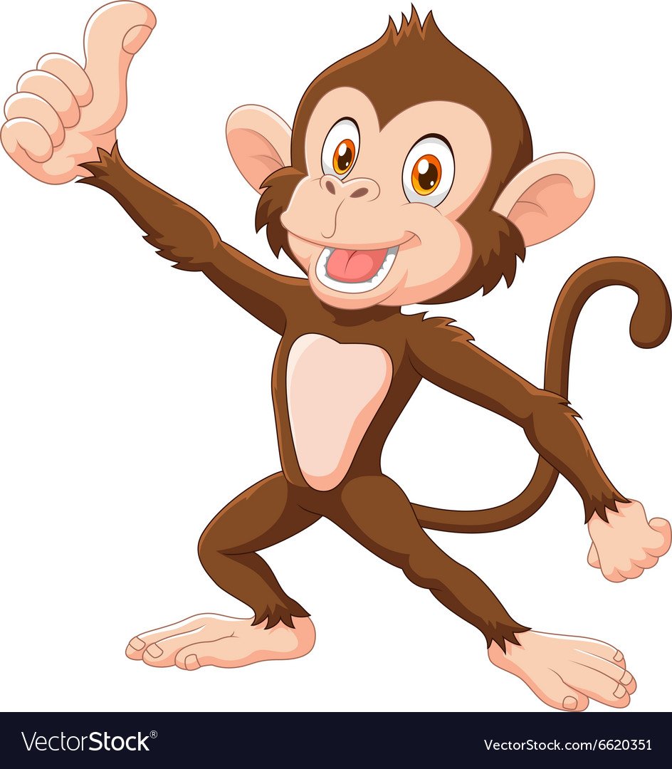 Обезьянка мультяшная на белом фоне