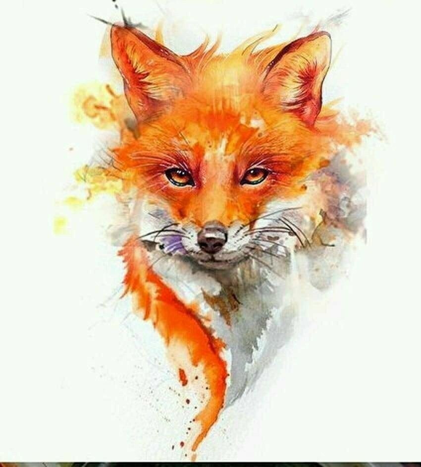 Лиса акварелью