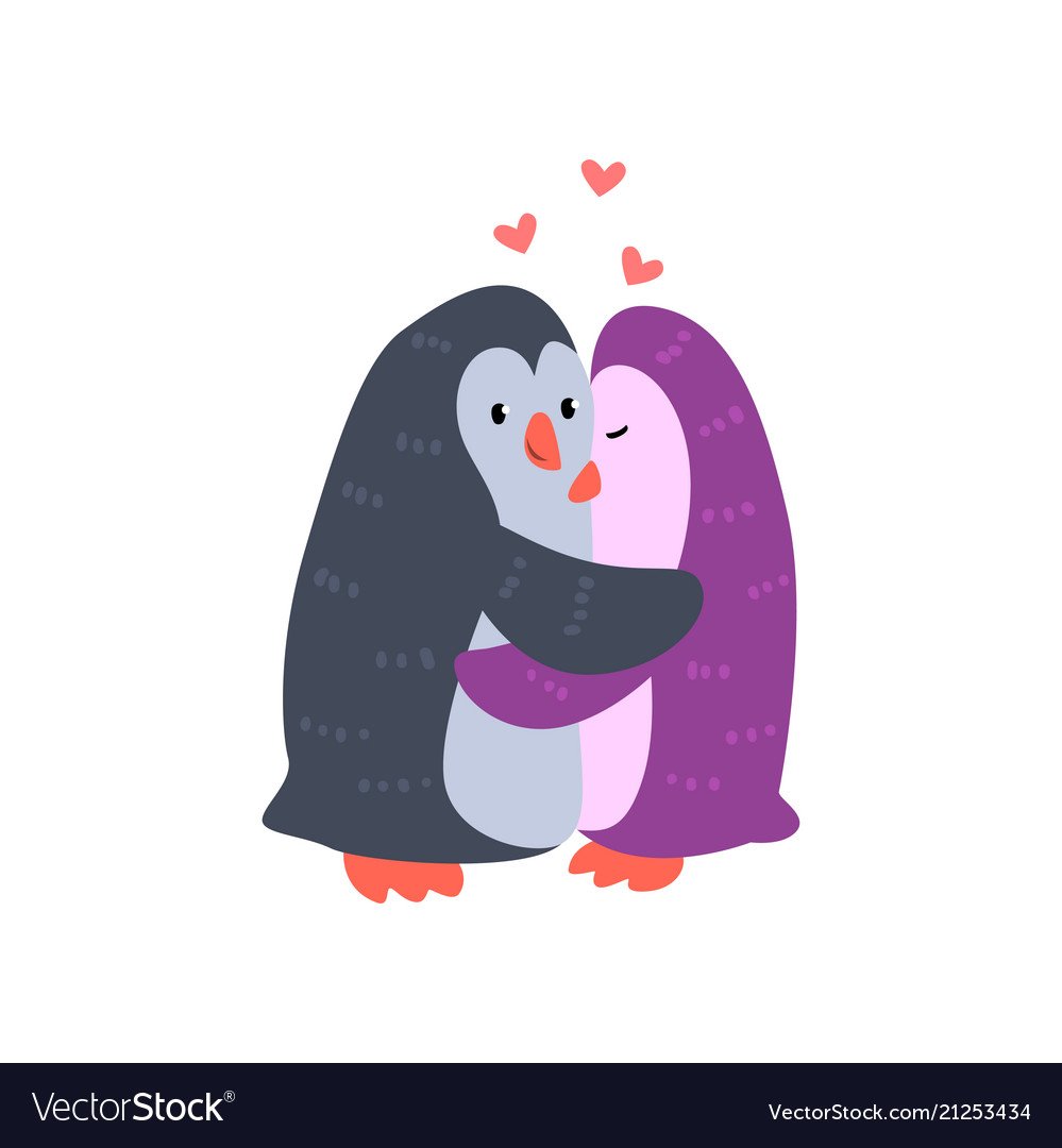 Мультяшные пингвины обнимаются