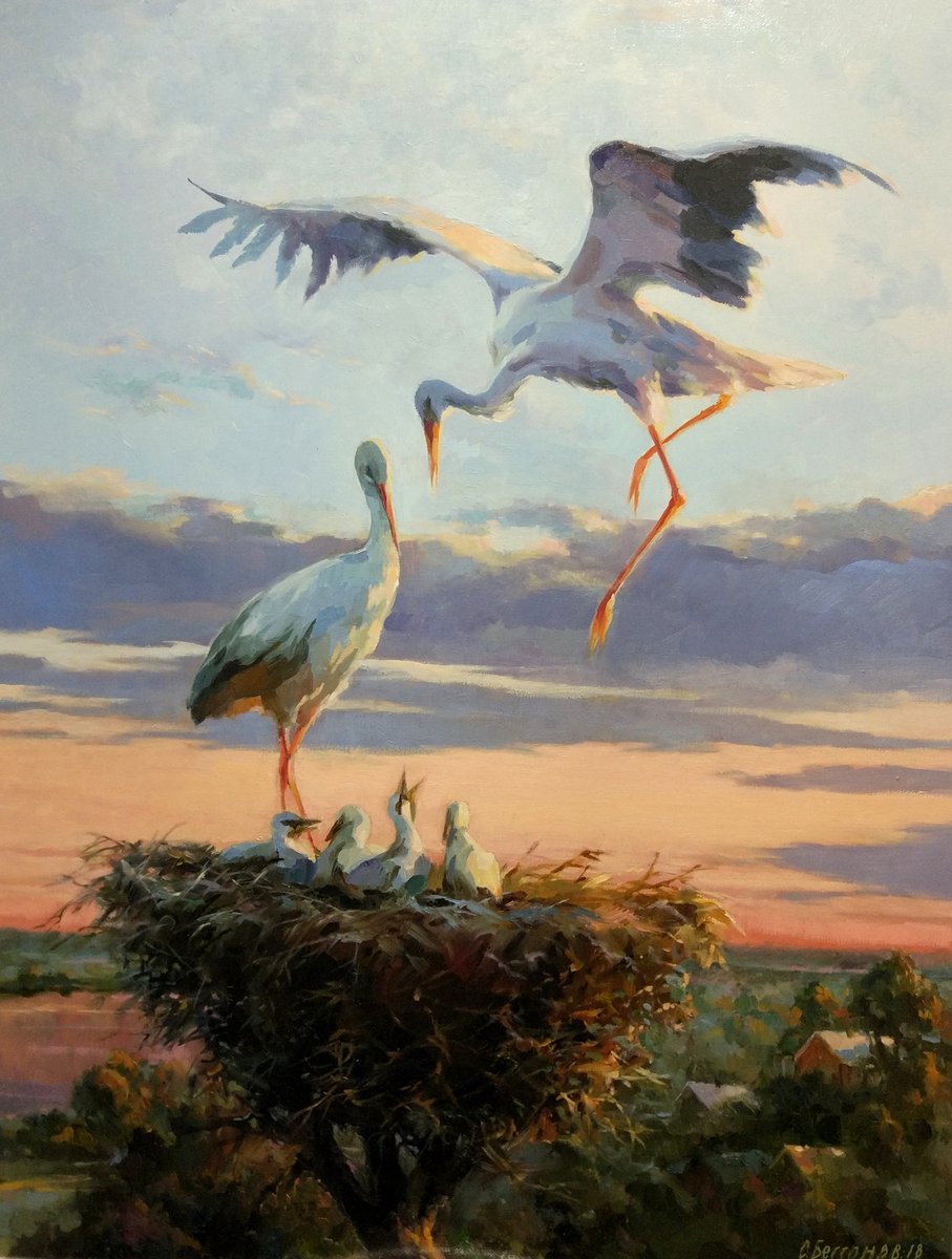Аисты. Вечереет. Сергей Бессонов